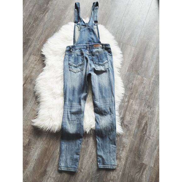 EUC Dollhouse Blizzard Blue Distressed Denim Overalls - Size 7 - Picture 5 of 11